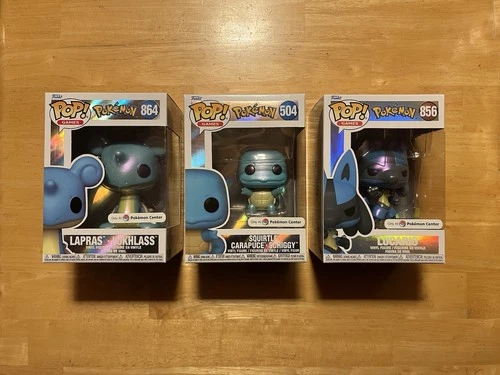 Funko Pop Lot Of 3 Squirtle Lapras & Lucario Pearlscent Pokemon Center Exclusive