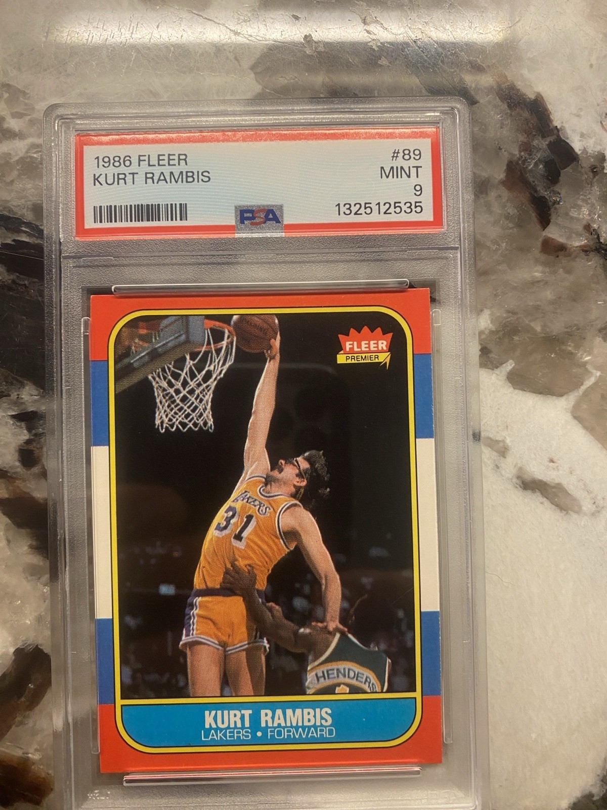 1986 Fleer #89 Kurt Rambis PSA 9 MINT Los Angeles Lakers