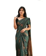 Women's Kanjivaram Soft Pure Silk Banarasi Sarees With Blouse Piece