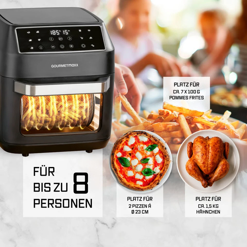 GOURMETmaxx Heißluft Backofen 12L Fritteuse Ofen Grill Dörrautomat Multigrill - Bild 3 von 4
