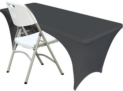 Spandex Tischdecke [6 Fuß, schwarz] für rechteckige Tische mit offener Rückseite, elastische Masse