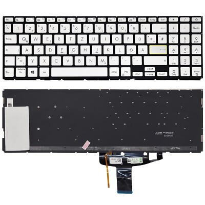 DEUTSCHE - Silber Tastatur Keyboard mit Beleuchtung für Asus VivoBook S15 S533FL