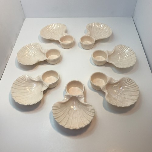 Karoff Pink Clam Oyster Shell Seafood/Shrimp Cocktail Serving Trays MCM Set of 7 - 第 2/15 張圖片