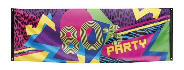 80er Jahre Banner Deko Dekoration Wanddekoration Partydeko Fahne