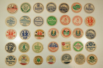 Konvolut Alte Bierdeckel 35 Stück versch. Brauereien Varianten DDR / BRD / BD 61