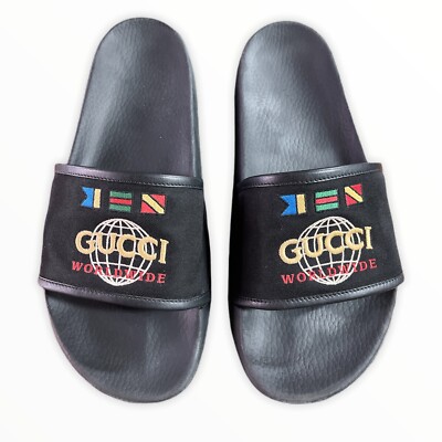 GUCCI Slides Men Black Sandals Flip Flops Size 11 | eBay
