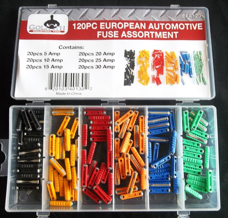 120pc GOLIATH INDUSTRIAL EUROPEAN CAR FUSE BOX ASSORTMENT EFA120 FUSES TRUCK