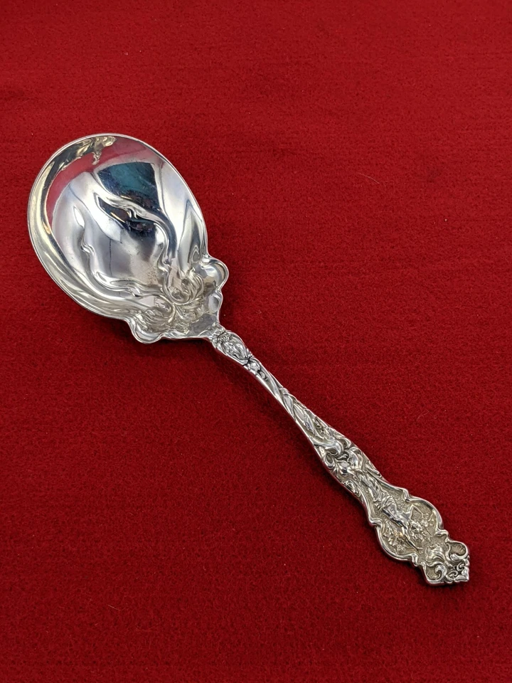 Cuchara de bayas Wallace Silversmiths 1902 plata esterlina irlandesa 8 1/2" Foto 3 de 4