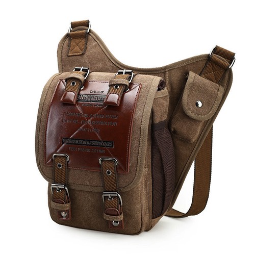 Bolsos de hombro para hombre Vintage con decoración de cuero de marca | eBay