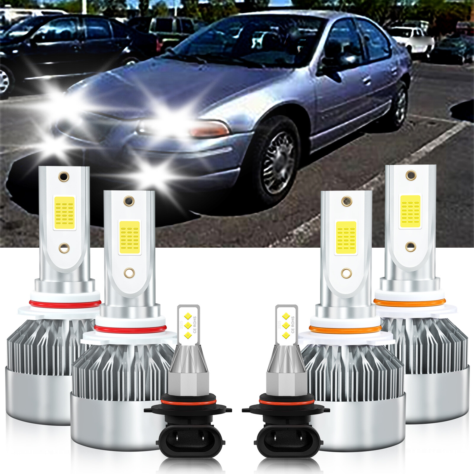 White LED Headlight High Low Beam Fog Light Bulbs For Chrysler Cirrus 2007-2009