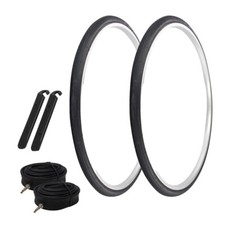 PRO TIRES 27" x 1-1/4" Black P-148 W/TUBES  TIRE LEVERS 33mm Presta Valve