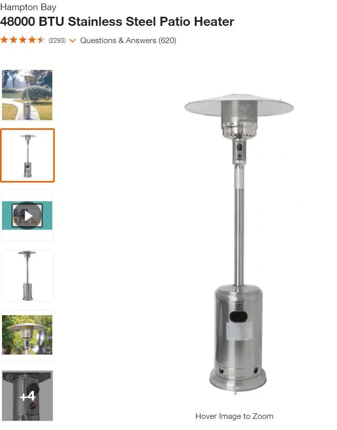 Hampton Bay NCZH-G-SS 48000 Btu Stainless Steel Patio Heater (new) | eBay