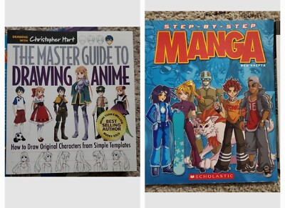 Lot of 2 step by step manga  & The Master Guide to Drawing Anime How to Draw 