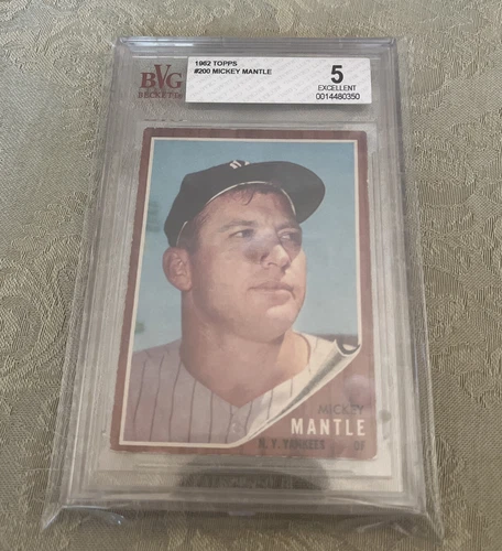 1962 Topps Baseball #200 Mickey Mantle BVG 5