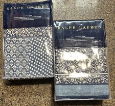 SetOf 2 Ralph Lauren Linden Floral Lysa Euro Pillow Shams Pair MSRP $185 ea Blue