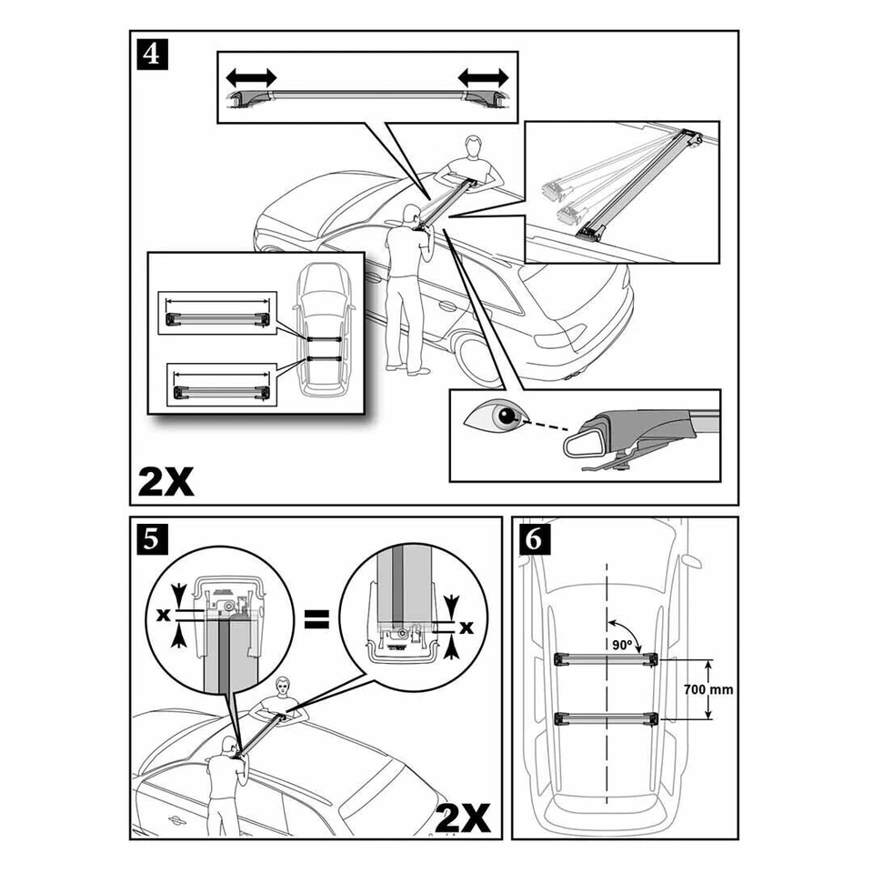 For Audi A4 B8 2008-2016 Allroad Quattro Roof Rack Cross Bars Silver Roof Bar 2x - Image 4 of 4