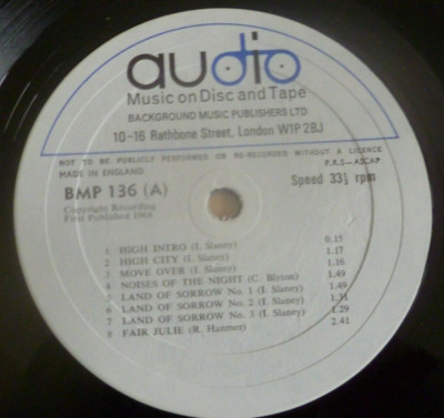 AUDIO BMP 136 BACKGROUND MUSIC RARE 10'' UK LIBRARY VINYL LP RECORD SOUND EFFECTS