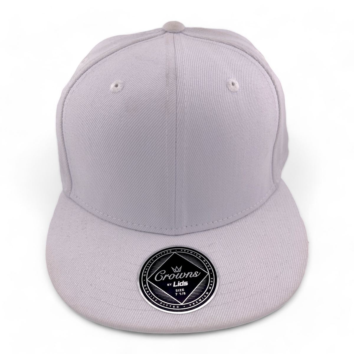 Crowns by Lids Blank For Customs All White Flat Bill Fitted Hat