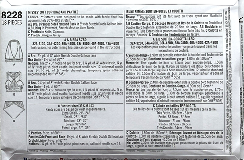 Simplicity Pattern 8228 Misses Soft Cup Bras & Panties Multiple Sizes - Picture 2 of 2