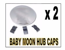 Baby Moon Trailer Chrome Hub Caps 9-14 W 3 Clips - Pair Semi-trucks