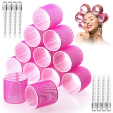 Jumbo Hair Curlers Self-Grip Rollers 60mm Large Rollers with Clips for Long T...