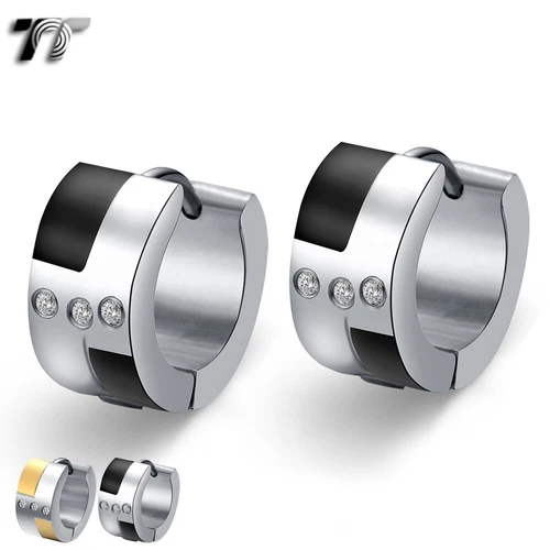 Quality TT Stainless Steel Thick Hoop Earrings (EH25) NEW - Picture 1 of 3