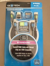 CE Tech 2PK STD HDMI Cables New 8 FT and 6 FT 