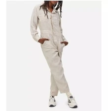 MATE the Label Natural Beige Linen Long Sleeve Jumpsuit Small NWOT $248