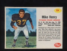 1962 Post Cereal Football   Mike Henry  # 124  Tarzan   Set Break
