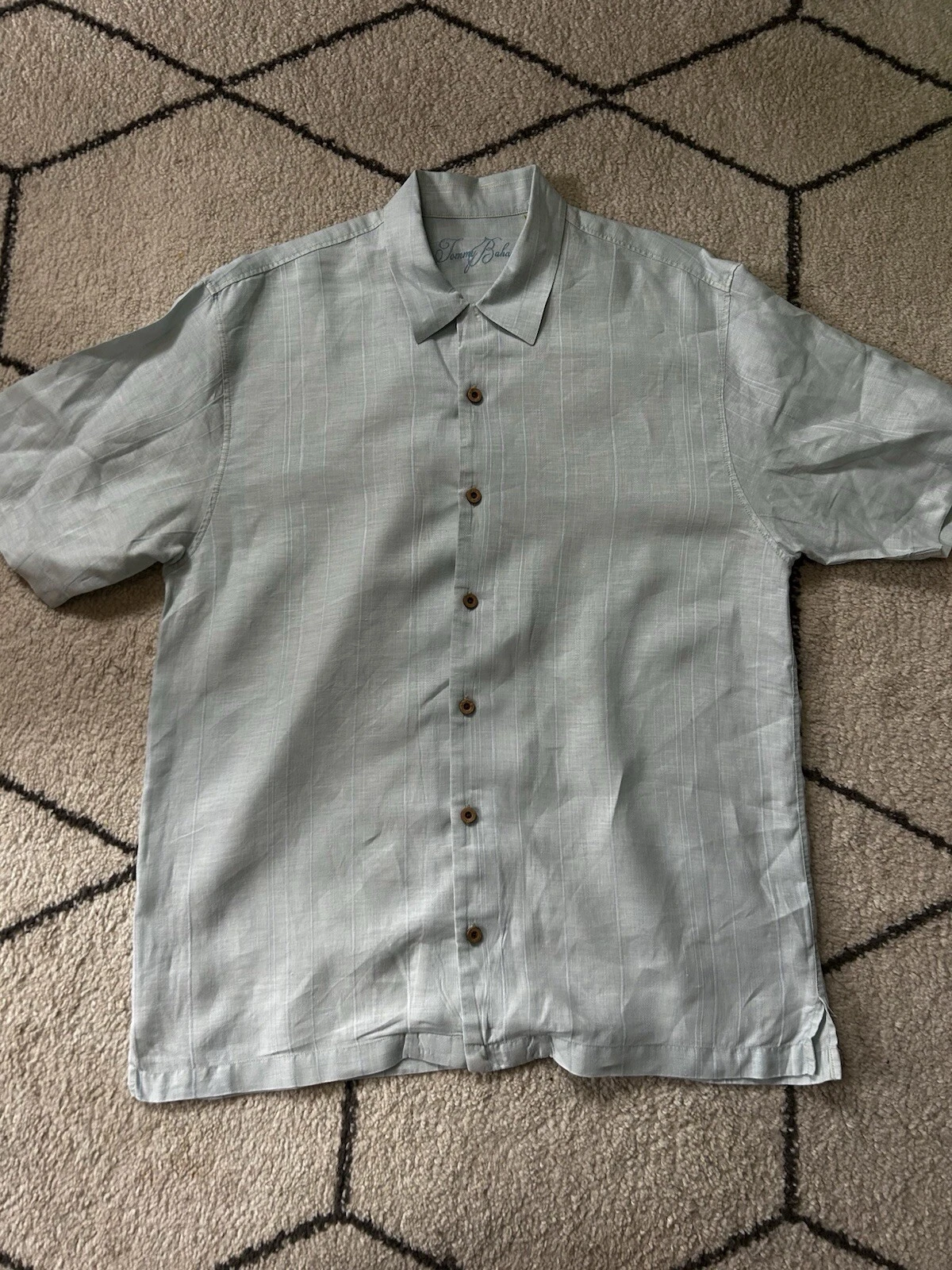 Tommy Bahama Men's 100% Linen Casual Button-Up Short Sleeve Shirt Size L