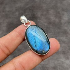 Labradorite Gemstone 925 Sterling Silver Handmade Jewelry Pendant 1.55"