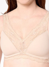 Breezies Soft Support Lace Wirefree Bra Large Beige A676780 No Padding