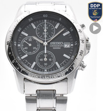 [Exc+5] SEIKO 7T92-0DW0 SND367 Chronograph Black Dial Quartz Men's Watch 16cm