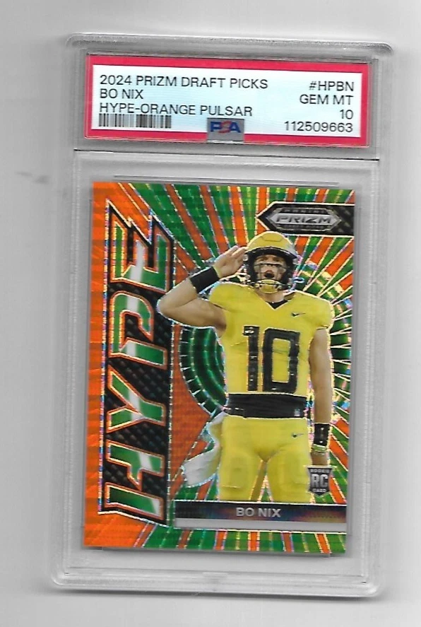 Bo Nix Panini Prizm Draft Picks Hype #HPBN Orange Pulsar