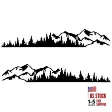 Car Mountain Tree Forest Decals, 39.4" x 6.7" Mountain Tree Graphic 2 PCS Black