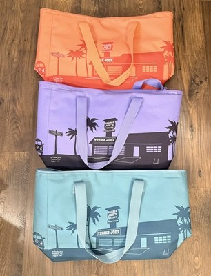 3 Trader Joe's INSULATED LARGE BAG COOLER Lot of 3 Bags purple blue peach    