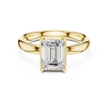 1.50 ct E VVS 2 emerald cut lab grown diamond  engagement proposal ring 14k gold