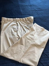Perry Ellis Portfolio Men's Flat Front Twill Pants Beige Size 44X30 Dress