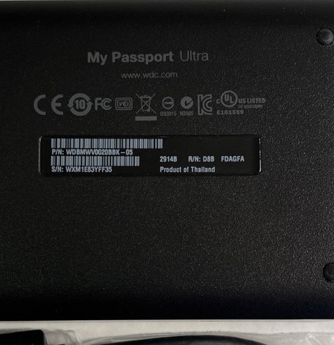 WD My Passport Ultra 2TB External Portable Hard Drive & Cable WDBMWV0020BBK-05 - Afbeelding 3 van 7