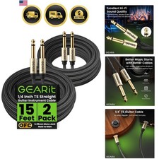 Guitar Instrument Cable 15ft 2-Pack 1/4 Inch ...