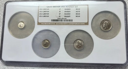 Great Britain Maundy silver 4 coin set, 1931, King George V. NGC graded
