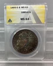 1885 O Morgan Silver Dollar - ANACS - MS 63 - Rainbow Toned