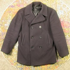Vintage 70s US Navy Pea Coat Mens 40 Wool Double Breasted Anchor Buttons USA