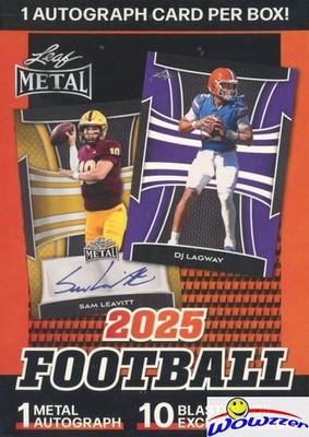 2025 Leaf METAL Football Factory Sealed Blaster Box-10 EXCLUSIVE FOIL+METAL AUTO
