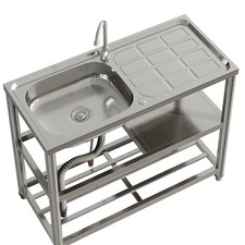 STAINLESS STEEL CAMPING SINK WASH BASIN FISHING OUTDOOR FESTIVAL BBQ CLEANING
