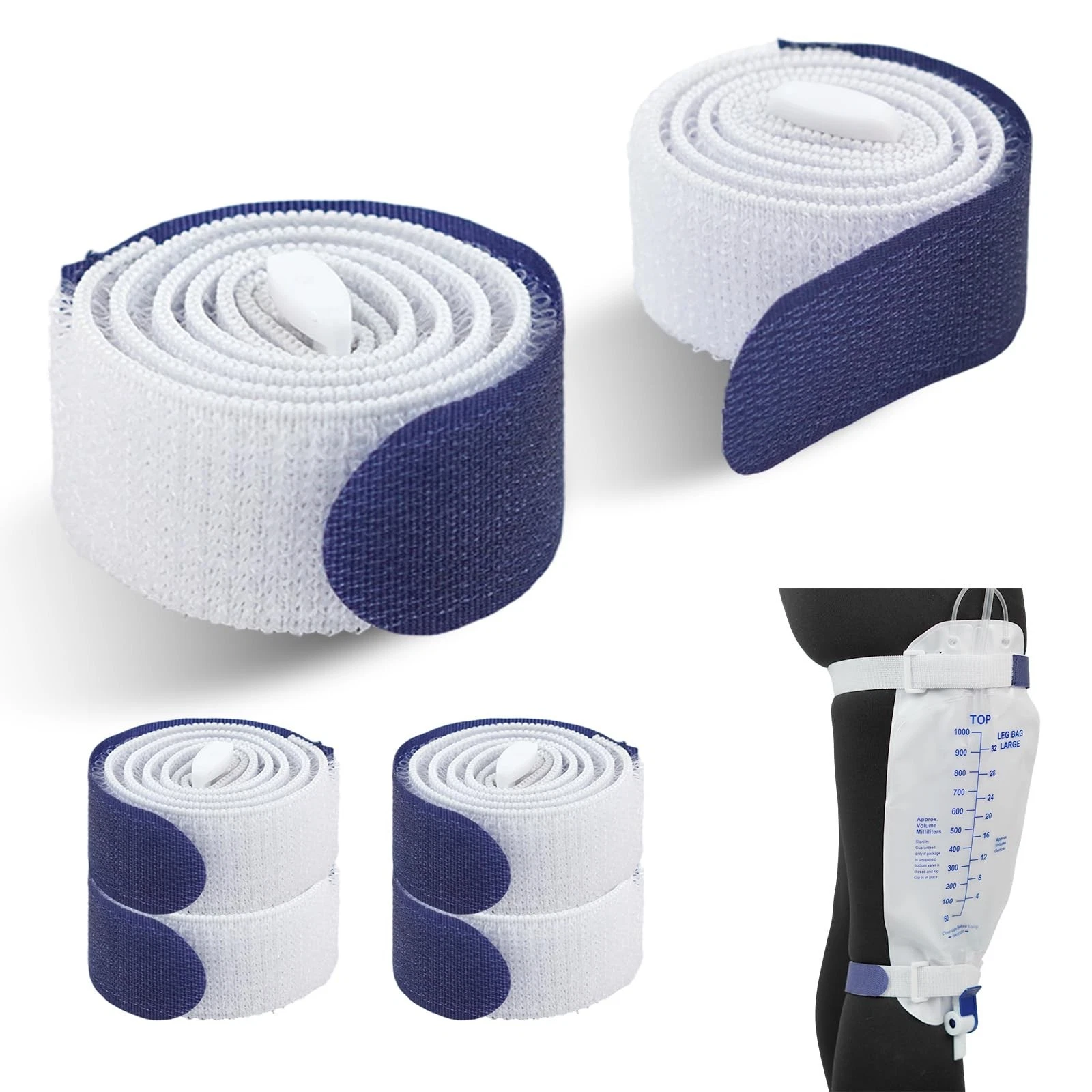 4 Packs Leg Bag Straps(Blue), Urine Drainage Bag Strap Catheter Leg Bag Strap...