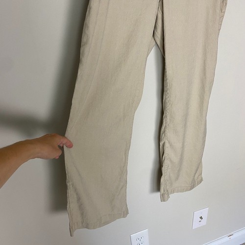 NYDJ Marilyn Linen Trousers Linen Pants Womens 10 Saddlewood Tan Straight Leg - Zdjęcie 5 z 9