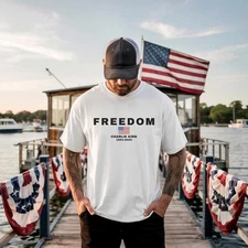 Freedom T-Shirt – Patriotic American Flag Tee Honoring Charlie Kirk 1993–2025