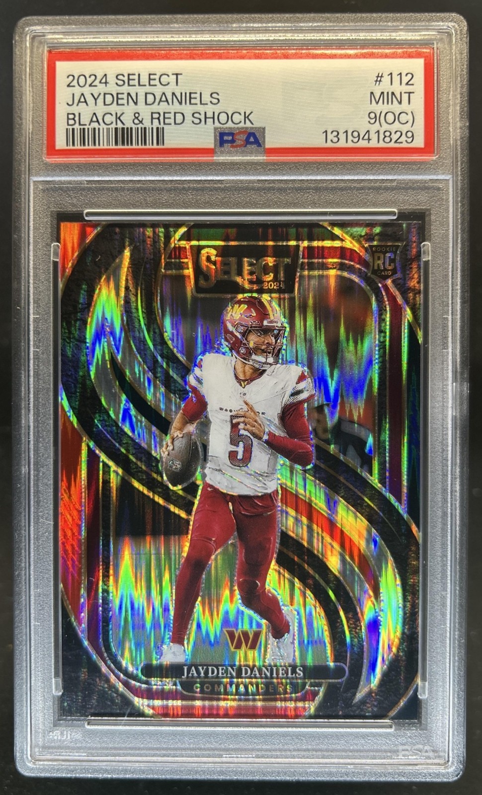 2024 Select Jayden Daniels Premier RC Black and Red Prizm Shock #112 PSA 9