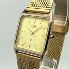 Working CITIZEN 6031 G17675 Rectangular Tank Type Wristwatch From Japan